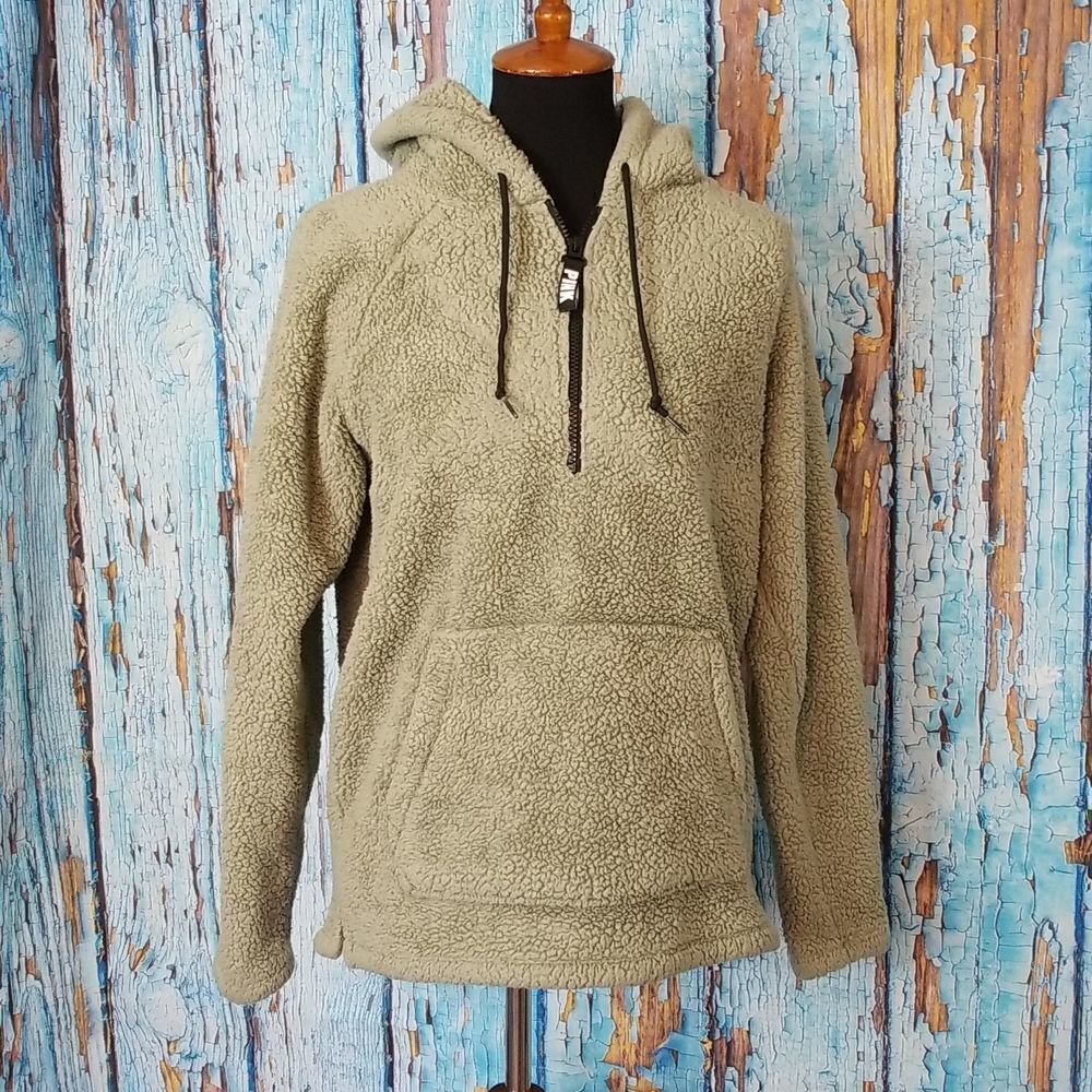 VICTORIA Secret PINK Sherpa teddy 1/2 zip pullover